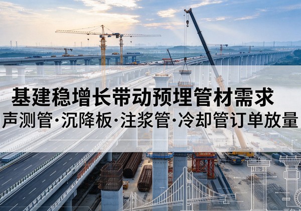 龙凤基建稳增长带动预埋监测管材需求，声测管、沉降板、注浆管订单持续放量